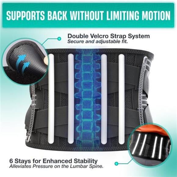 Modvel Back Braces for Lower Back Pain Relief with 6 Stays, Breathable Back - Picture 11 of 14